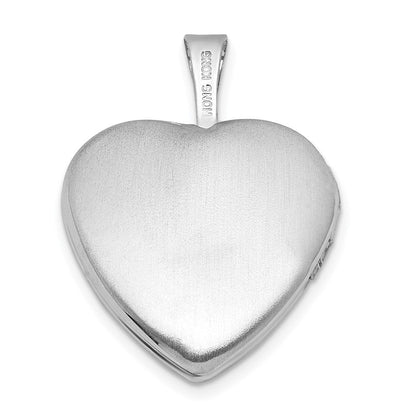 Sterlingsilber Rhodiniert-pl Gebürstet und Poliert 16mm Herz Medaillon