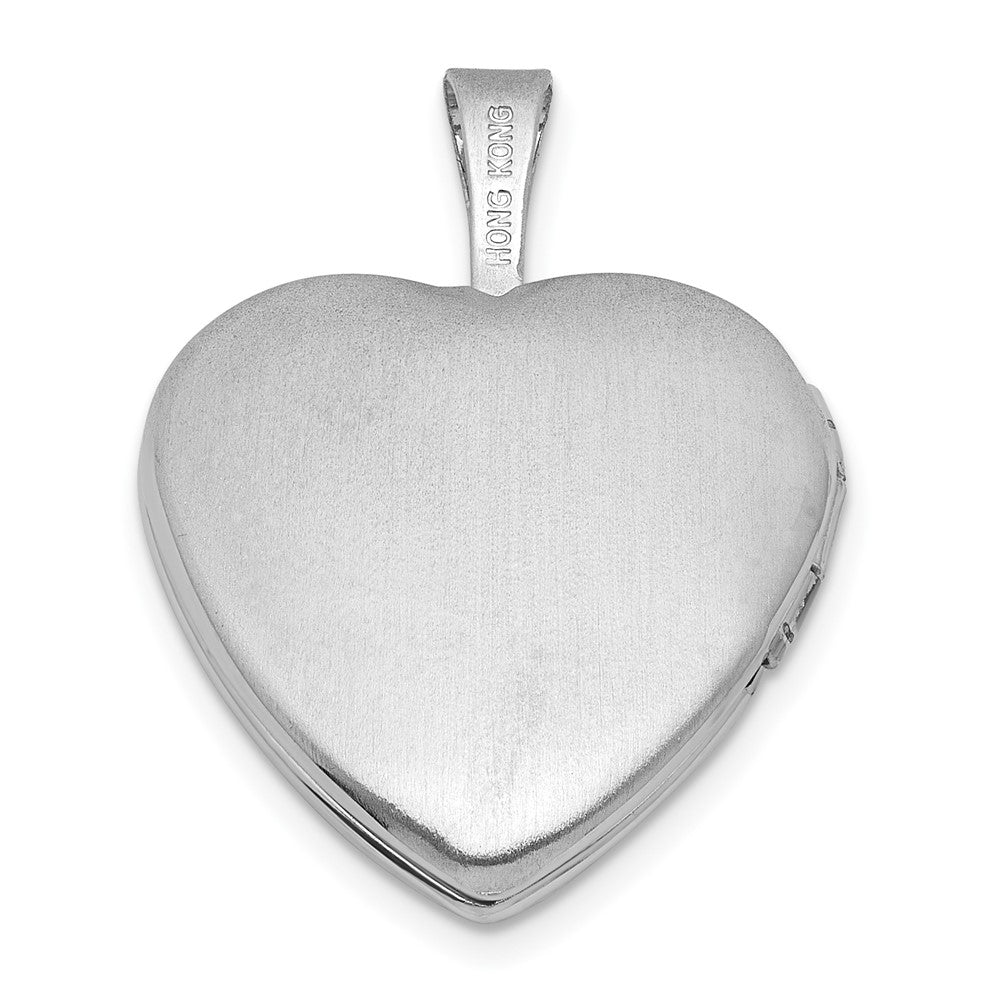 Sterlingsilber Rhodiniert-pl Gebürstet und Poliert Herzen 16mm Herz Medaillon