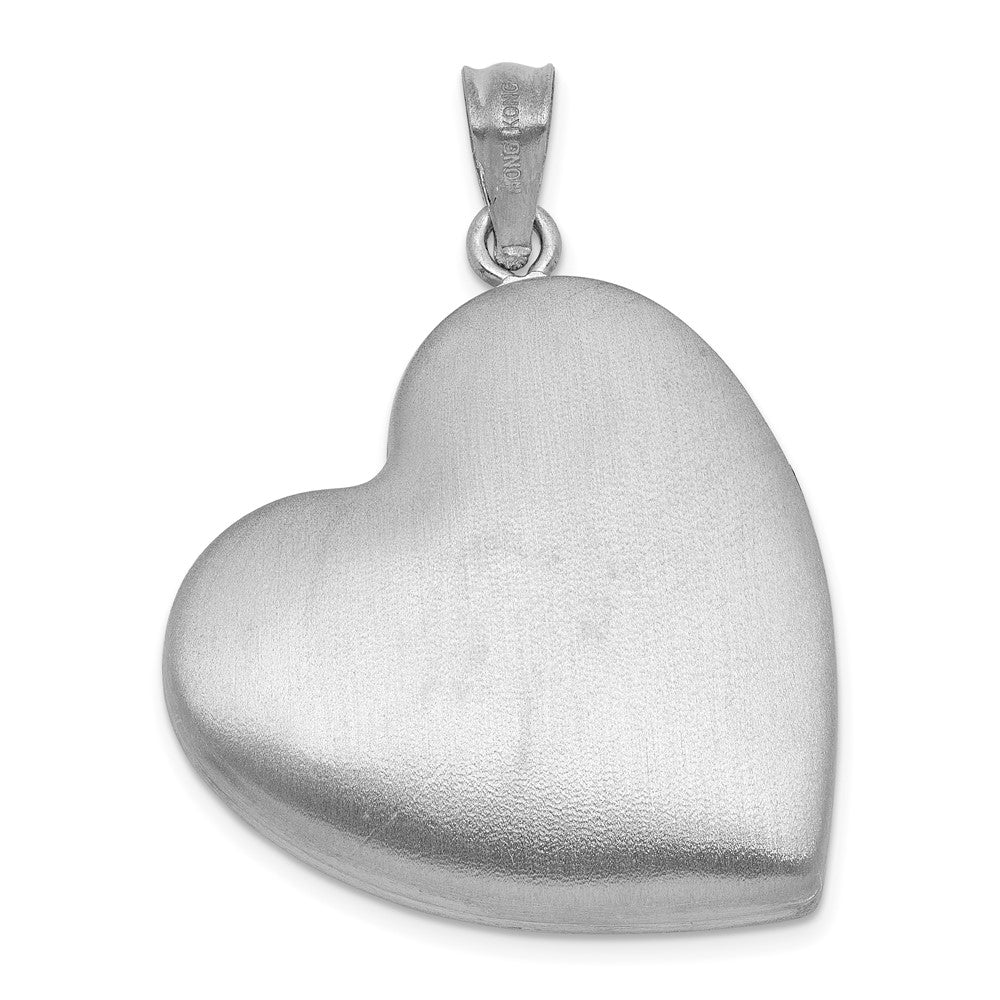 Sterlingsilber Rhodiniert-pl Gebürstet und Poliert Schmetterling 24mm Herz Medaillon