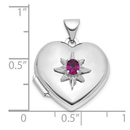 Sterlingsilber Rhodiniert Im Labor Erzeugt Rubin 18mm Herz Medaillon