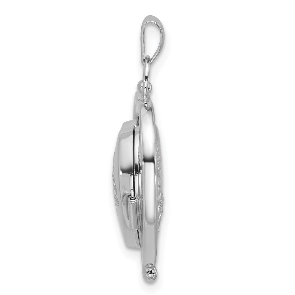 Sterlingsilber Rhodiniert-plate Baum Of Leben Blumen Spinning Wendbar 15mm Herz Medaillon