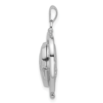 Sterlingsilber Rhodiniert-plate Baum Of Leben Blumen Spinning Wendbar 15mm Herz Medaillon