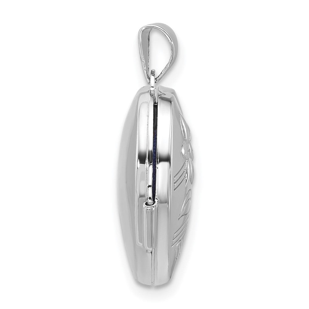 Sterlingsilber Rhodiniert Poliert Blume 18mm Herz Medaillon