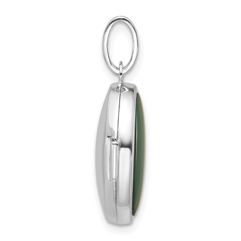 Sterlingsilber Rhodiniert Malachite Poliert 16.5mm Oval Medaillon