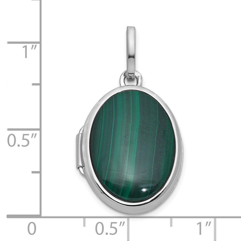 Sterlingsilber Rhodiniert Malachite Poliert 16.5mm Oval Medaillon