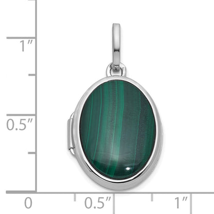 Sterlingsilber Rhodiniert Malachite Poliert 16.5mm Oval Medaillon