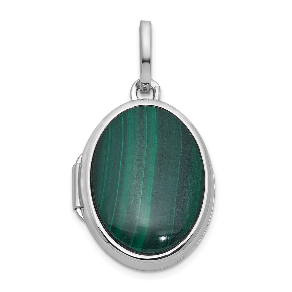 Sterlingsilber Rhodiniert Malachite Poliert 16.5mm Oval Medaillon