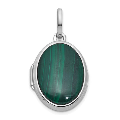 Sterlingsilber Rhodiniert Malachite Poliert 16.5mm Oval Medaillon