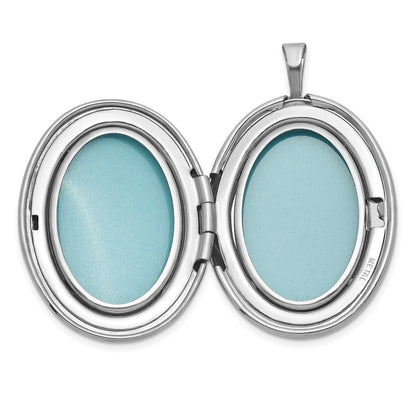Sterlingsilber Rhodiniert-pl Gebürstet und Poliert Diamant Herzen 26mm Oval Medaillon