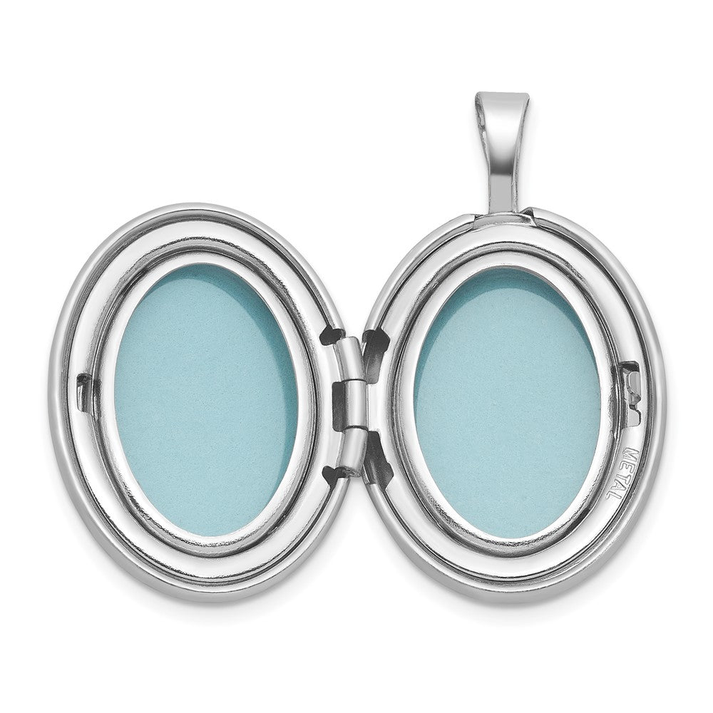Sterlingsilber Rhodiniert-pl Gebürstet und Poliert Diamant 19mm Oval Medaillon