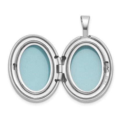 Sterlingsilber Rhodiniert-pl Gebürstet und Poliert Diamant 19mm Oval Medaillon