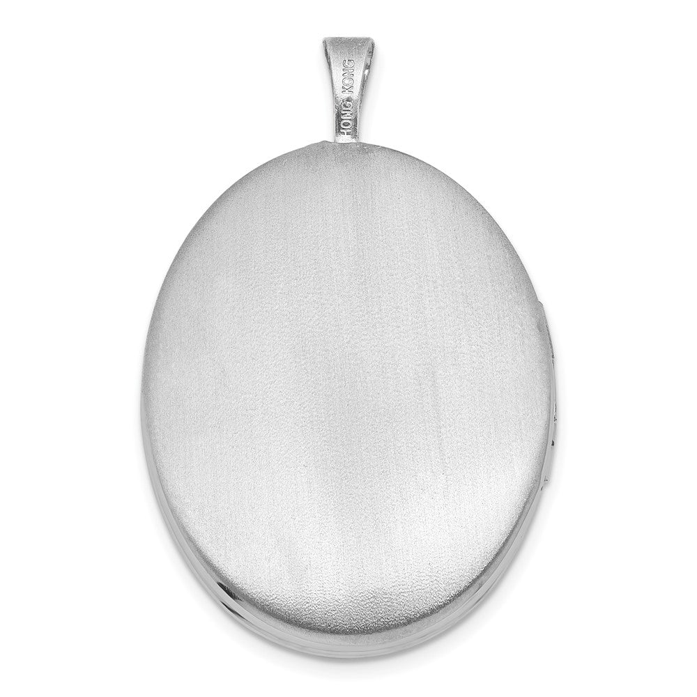 Sterlingsilber Rhodiniert-pl Gebürstet und Poliert Blumen Design 20mm Oval Medaillon