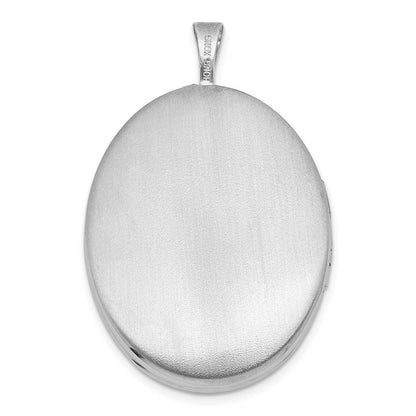 Sterlingsilber Rhodiniert-pl Gebürstet und Poliert Blumen Design 20mm Oval Medaillon
