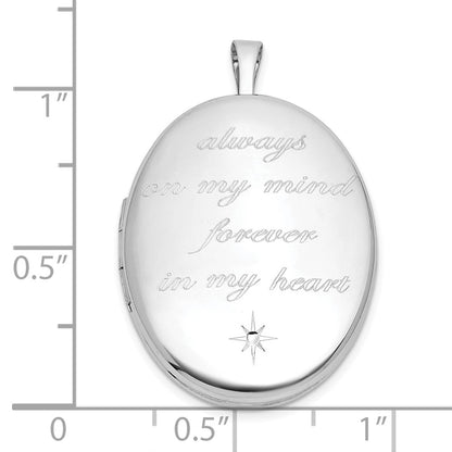 Sterlingsilber Rhodiniert-pl Gebürstet und Poliert Immer auf My Mind.. 26mm Oval Medaillon
