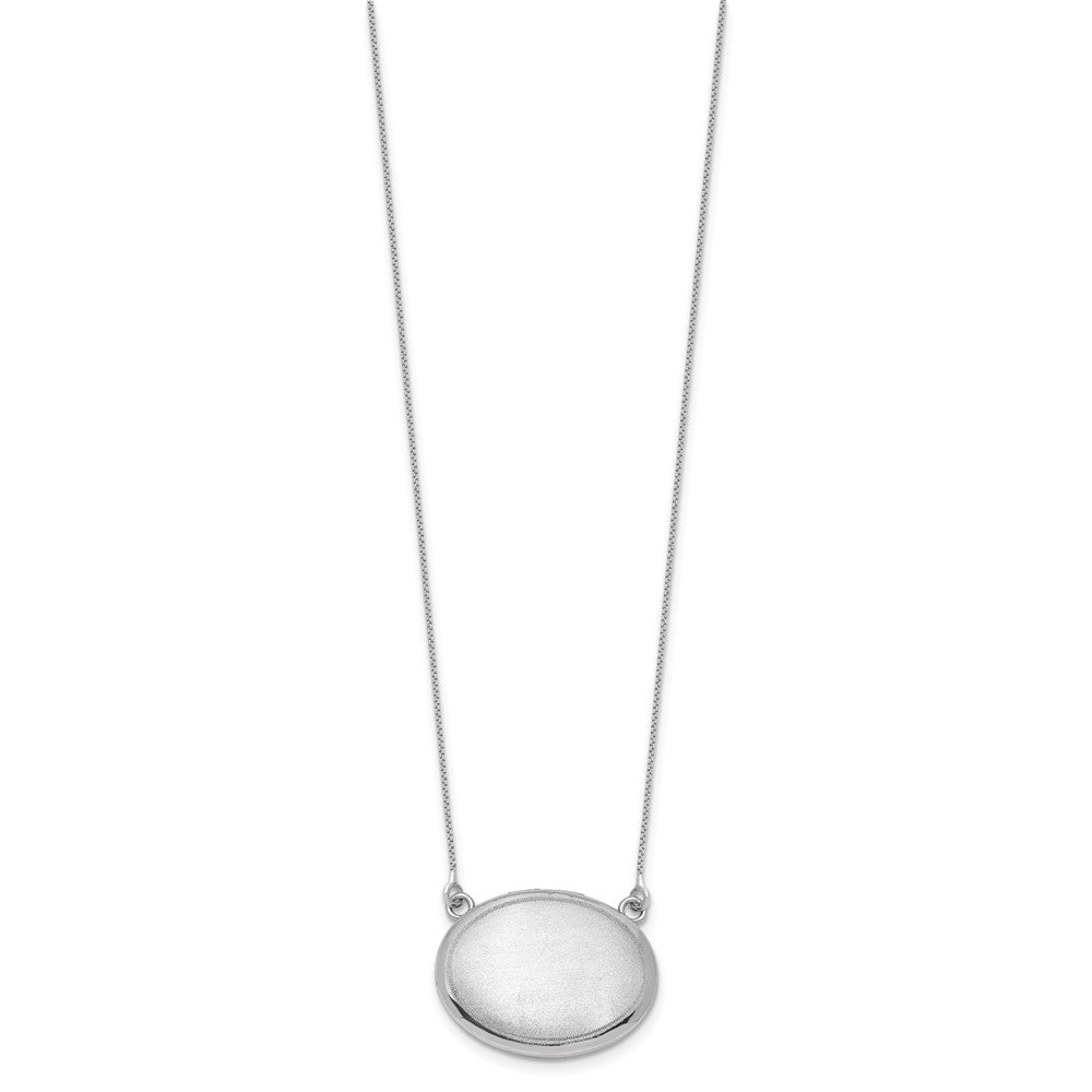 Sterlingsilber Rhodiniert-pl 20mm Oval Gebürstet Medaillon mit 2 in Verlängerung. Halskette