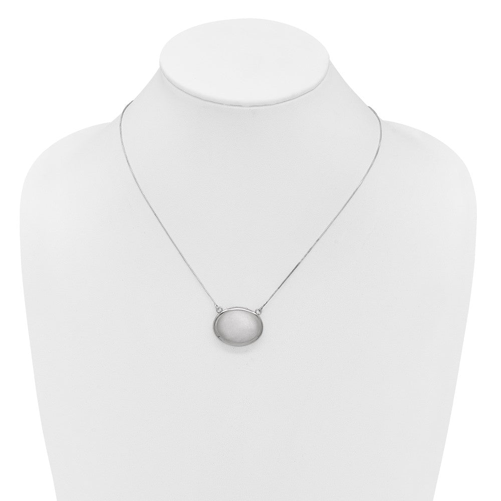 Sterlingsilber Rhodiniert-pl 20mm Oval Gebürstet Medaillon mit 2 in Verlängerung. Halskette