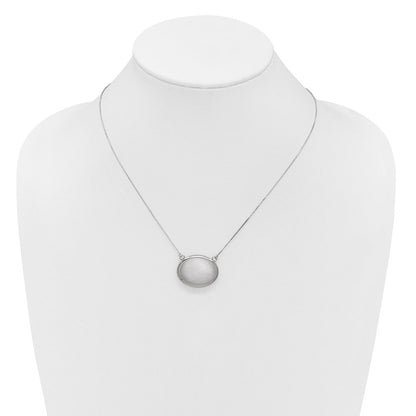 Sterlingsilber Rhodiniert-pl 20mm Oval Gebürstet Medaillon mit 2 in Verlängerung. Halskette