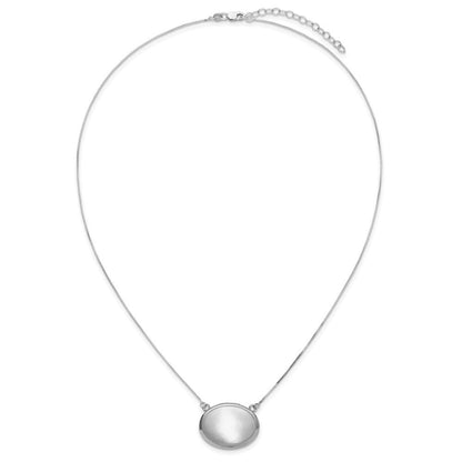 Sterlingsilber Rhodiniert-pl 20mm Oval Gebürstet Medaillon mit 2 in Verlängerung. Halskette