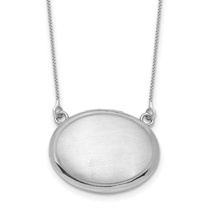 Sterlingsilber Rhodiniert-pl 20mm Oval Gebürstet Medaillon mit 2 in Verlängerung. Halskette
