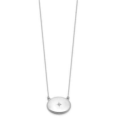 Sterlingsilber Rhodiniert-pl Diamant 20mm Oval Medaillon mit 2 in Verlängerung. Halskette