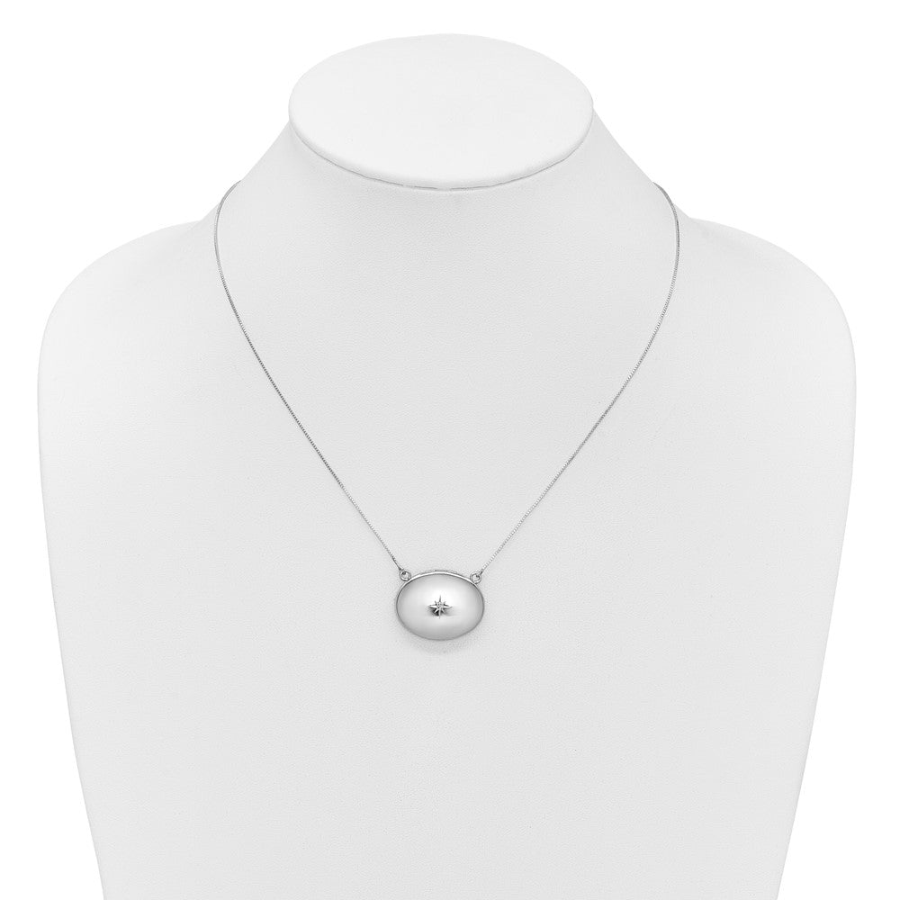 Sterlingsilber Rhodiniert-pl Diamant 20mm Oval Medaillon mit 2 in Verlängerung. Halskette