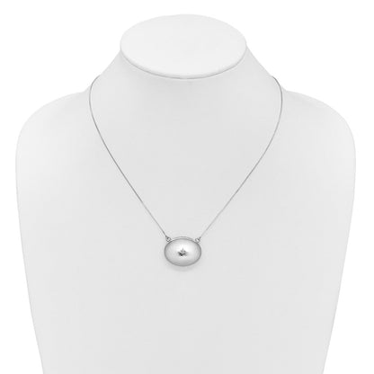 Sterlingsilber Rhodiniert-pl Diamant 20mm Oval Medaillon mit 2 in Verlängerung. Halskette