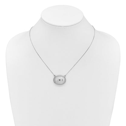 Sterlingsilber Rhodiniert-pl 20mm Oval Filigran Design Medaillon mit 2 in Verlängerung. Halskette