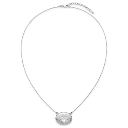 Sterlingsilber Rhodiniert-pl 20mm Oval Filigran Design Medaillon mit 2 in Verlängerung. Halskette