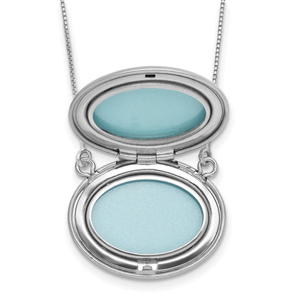 Sterlingsilber Rhodiniert-pl 20mm Oval Liebe You To The Mond. Medaillon mit 2 in Verlängerung. Halskette