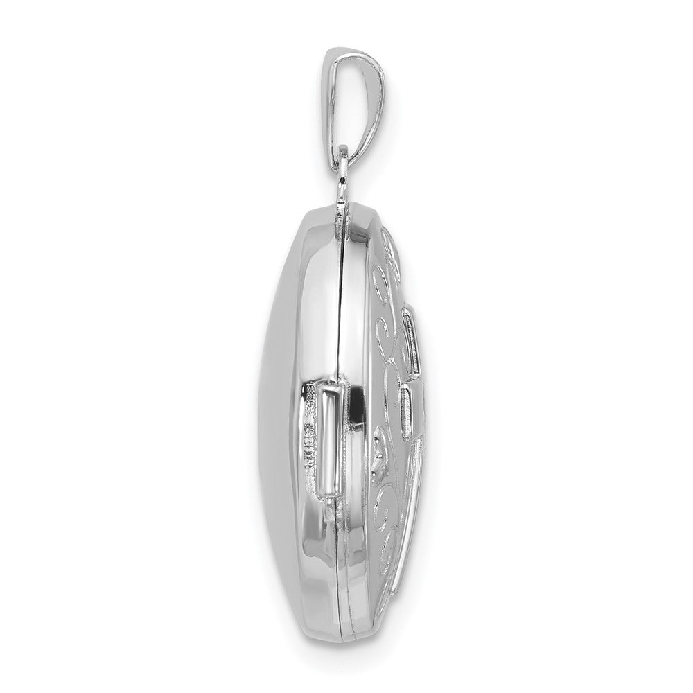 Sterlingsilber Rhodiniert Diamant Kreuz und Herz 20mm Rund Medaillon