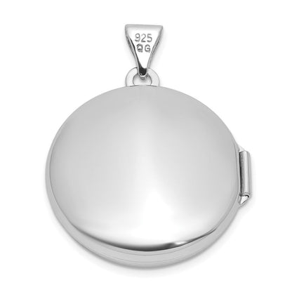 Sterlingsilber Rhodiniert Diamant Kreuz und Herz 20mm Rund Medaillon