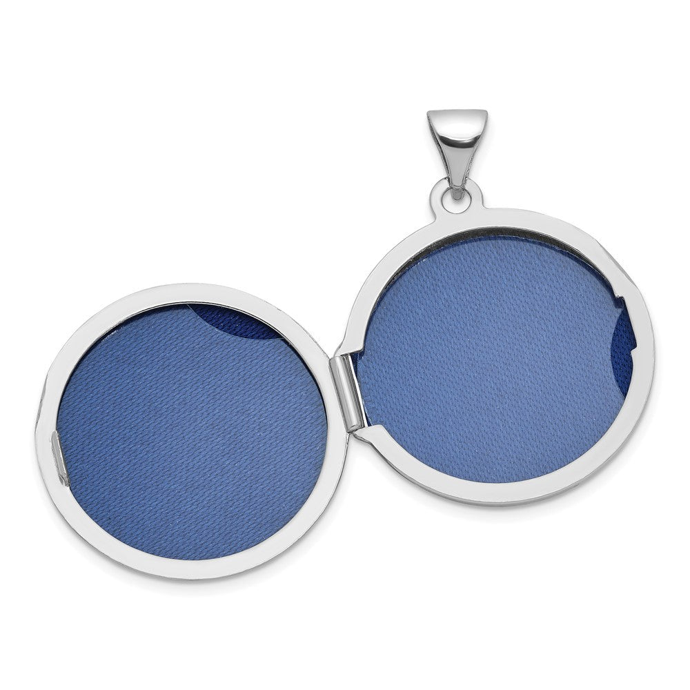 Sterlingsilber Rhodiniert Diamant Kreuz und Herz 20mm Rund Medaillon