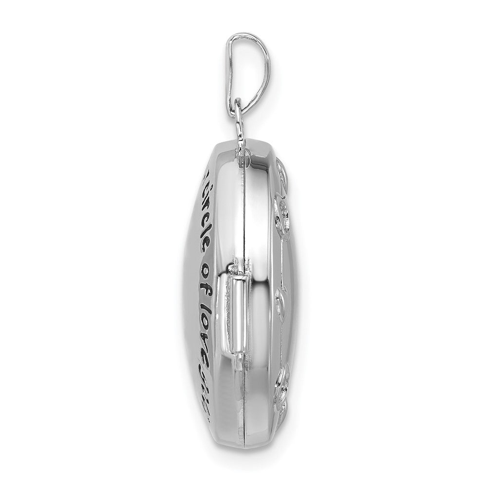 Sterlingsilber Rhodiniert Our Kreis Of Liebe. Wendbar Herzen 20mm Rund Medaillon