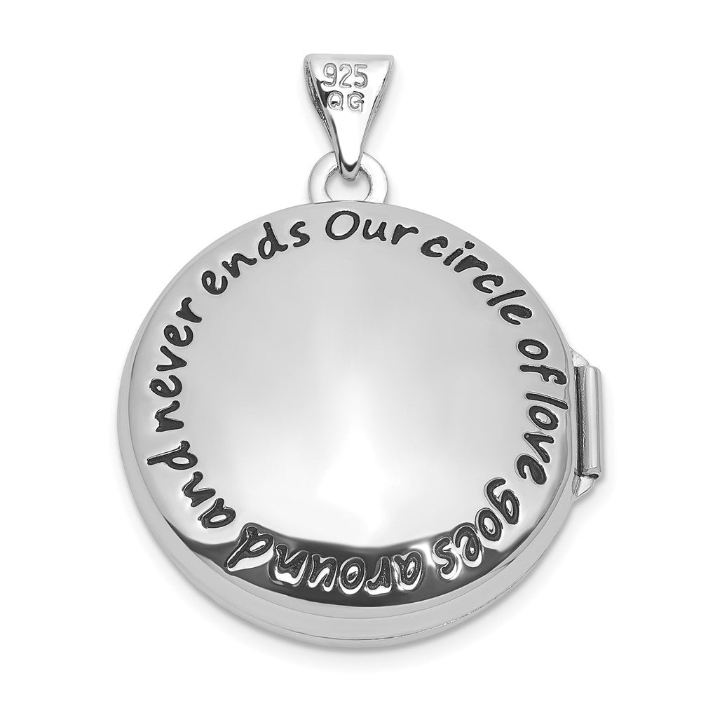 Sterlingsilber Rhodiniert Our Kreis Of Liebe. Wendbar Herzen 20mm Rund Medaillon