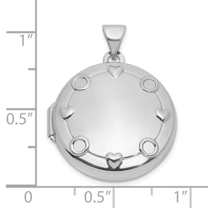 Sterlingsilber Rhodiniert Our Kreis Of Liebe. Wendbar Herzen 20mm Rund Medaillon
