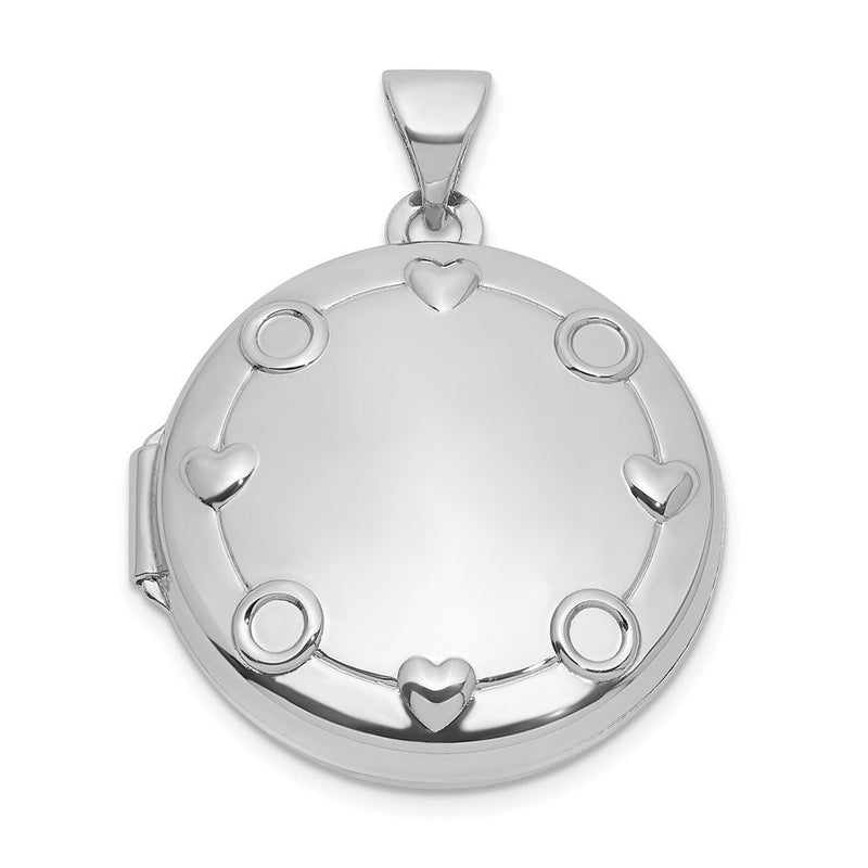Sterlingsilber Rhodiniert Our Kreis Of Liebe. Wendbar Herzen 20mm Rund Medaillon