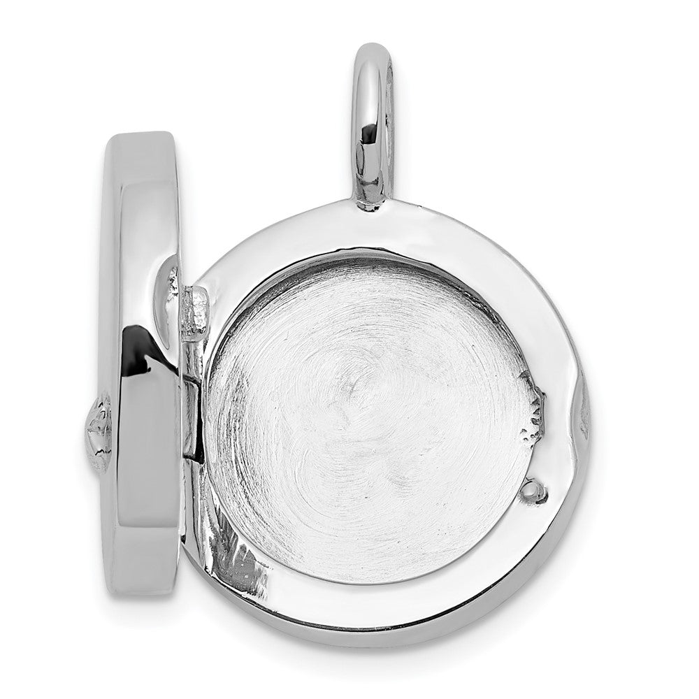 Sterlingsilber Rhodiniert Poliert Stern auf 10mm Rund Medaillon