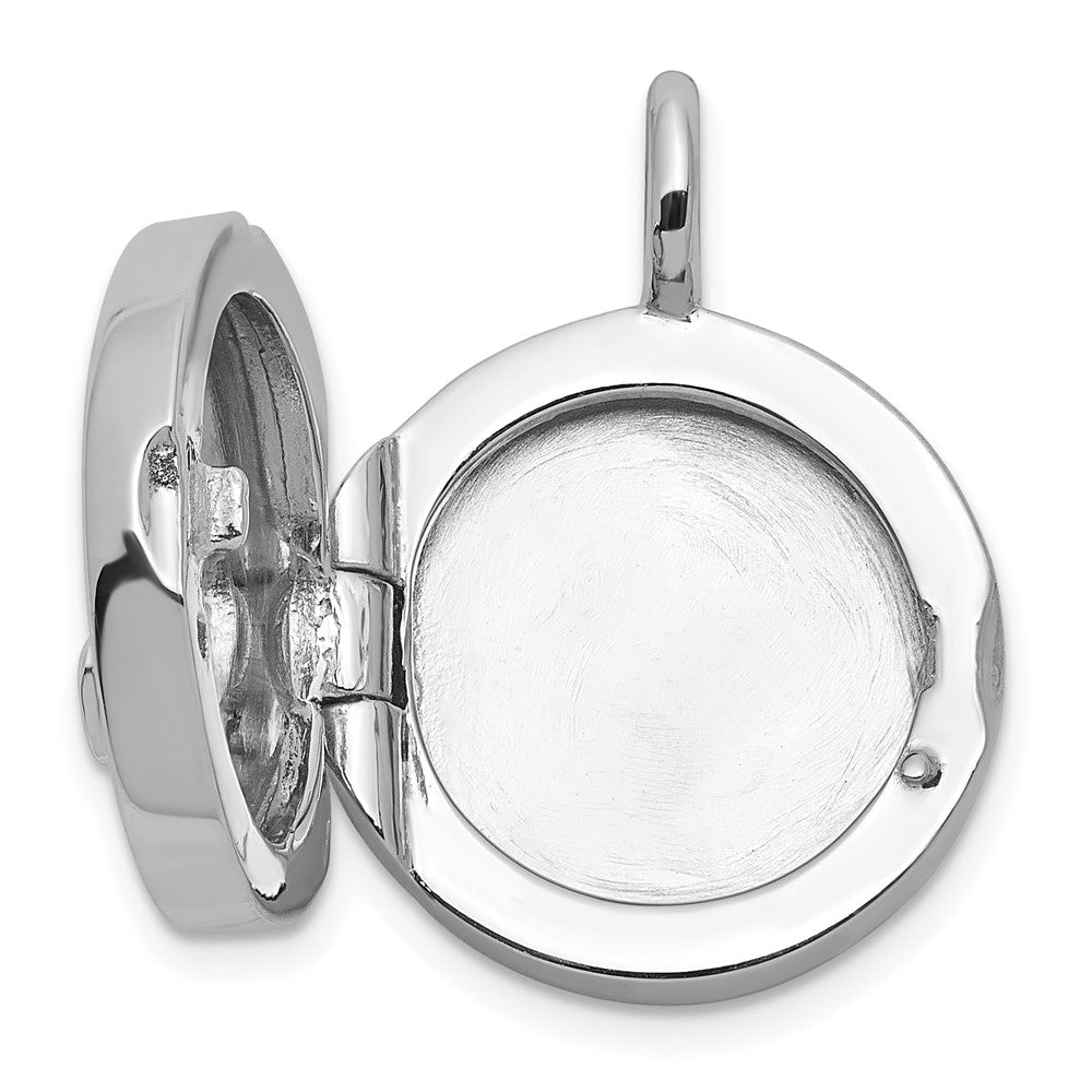 Sterlingsilber Rhodiniert Poliert Herz auf 10mm Rund Medaillon