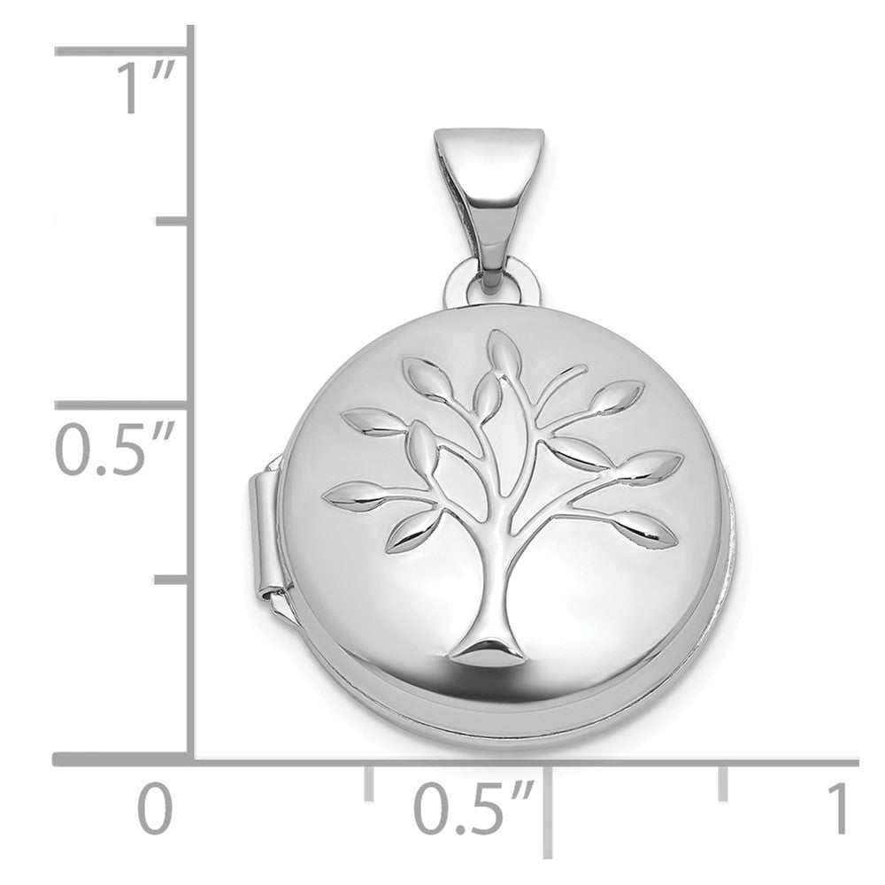 Sterlingsilber Rhodiniert Poliert Baum Of Leben 16mm Rund Medaillon
