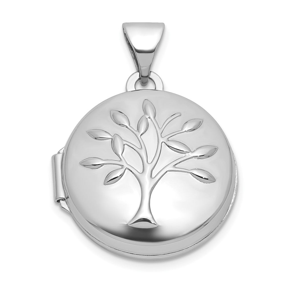 Sterlingsilber Rhodiniert Poliert Baum Of Leben 16mm Rund Medaillon