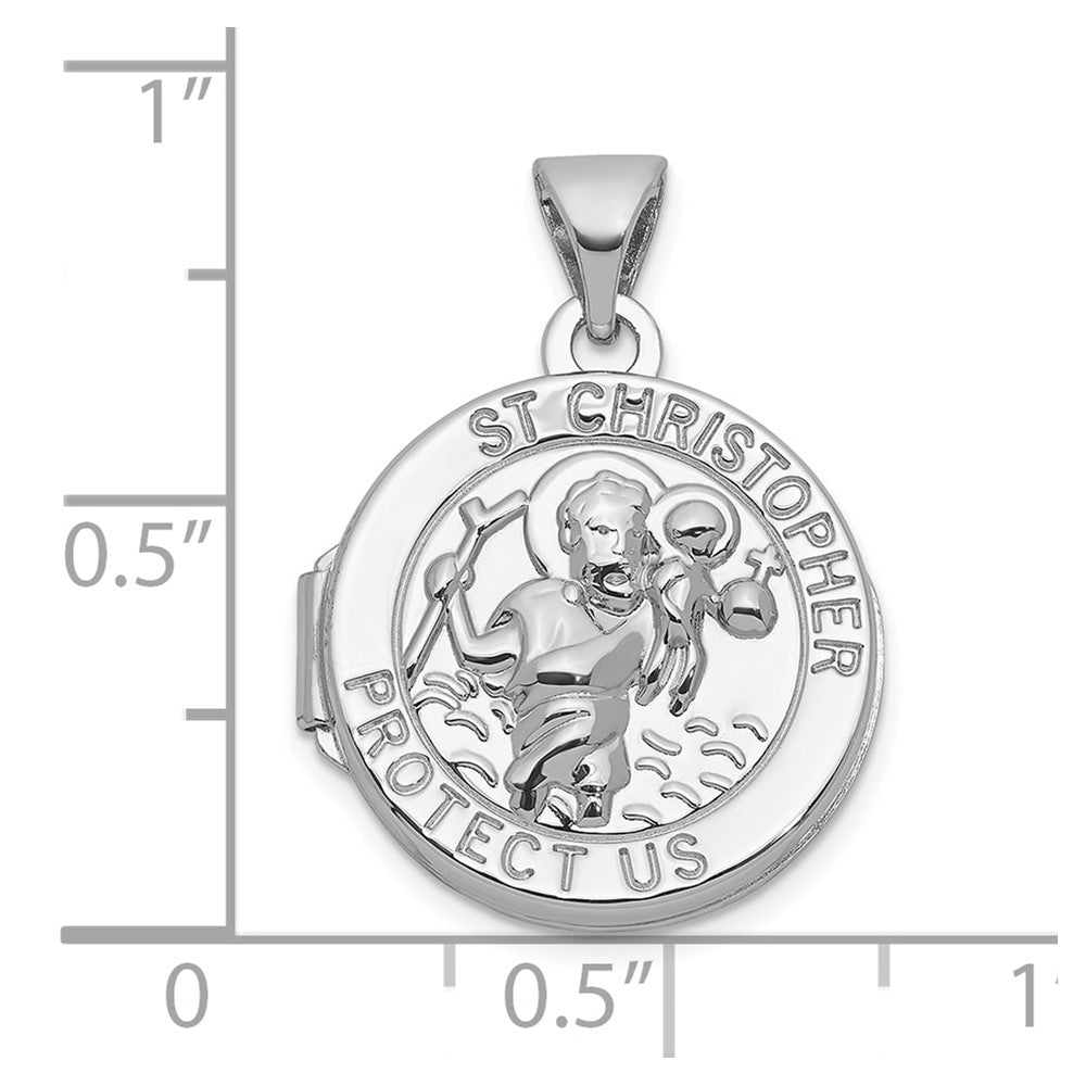 Sterlingsilber Rhodiniert St. Christopher Protect Us 16mm Rund Medaillon