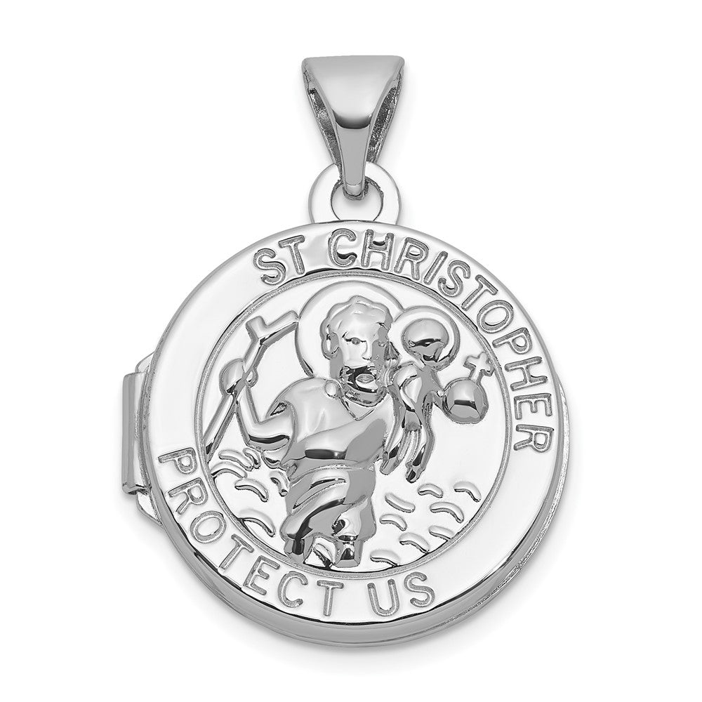 Sterlingsilber Rhodiniert St. Christopher Protect Us 16mm Rund Medaillon