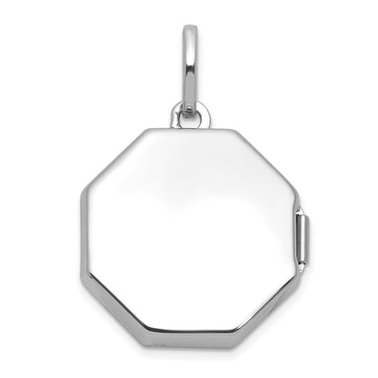 Sterlingsilber Rhodiniert Poliert mit Rand 18mm Octagon Geformt Medaillon