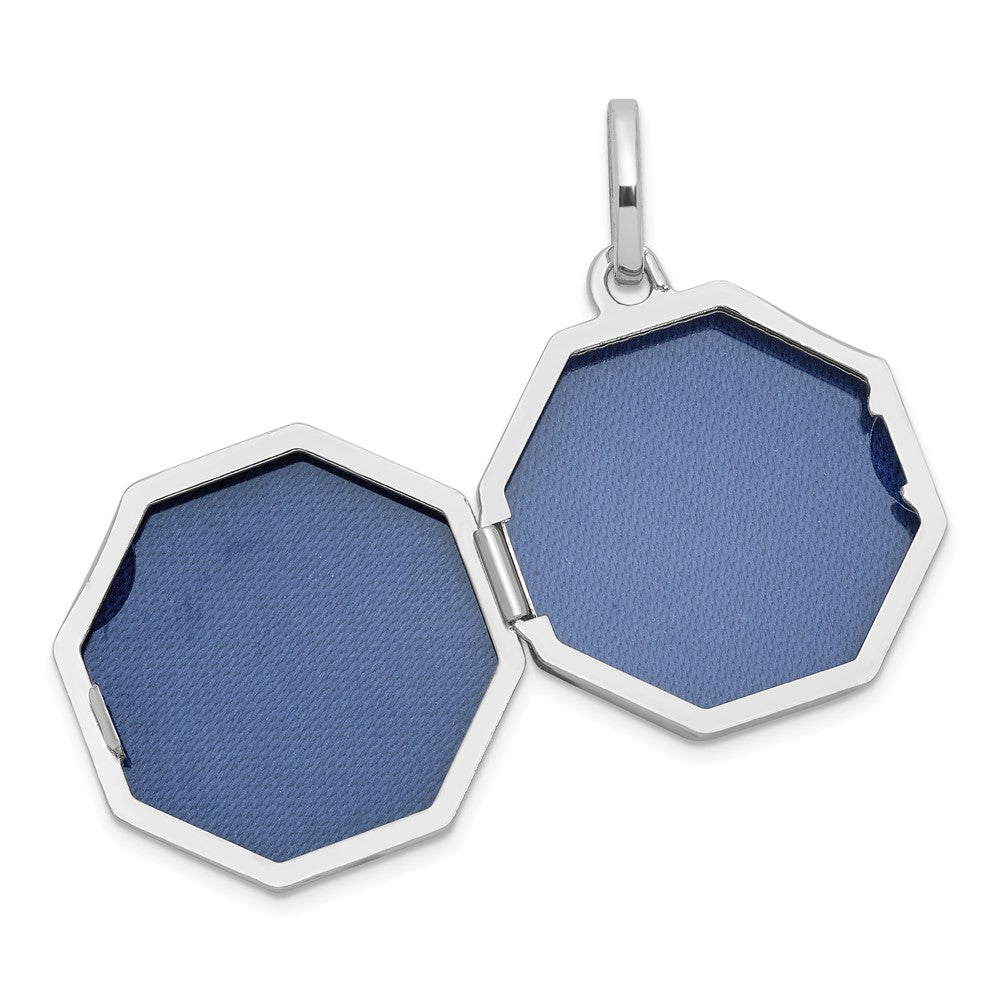 Sterlingsilber Rhodiniert Poliert mit Rand 18mm Octagon Geformt Medaillon