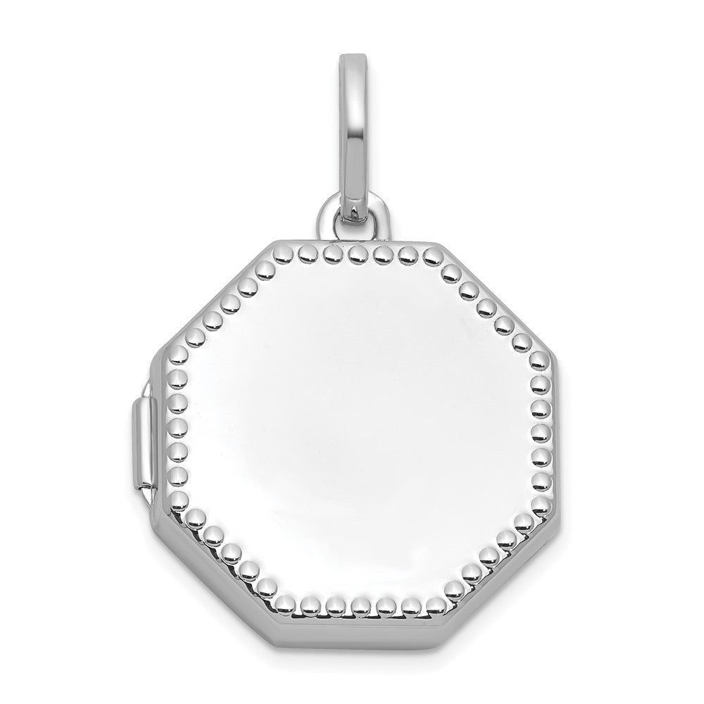 Sterlingsilber Rhodiniert Poliert mit Rand 18mm Octagon Geformt Medaillon