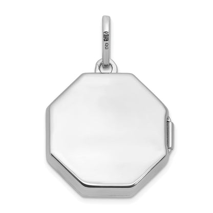 Sterlingsilber Rhodiniert Wendbar 18mm Octagon Geformt Medaillon