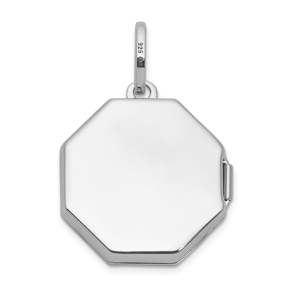 Sterlingsilber Rhodiniert Diamant mit Stern 18mm Octagon Geformt Medaillon