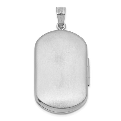 Sterlingsilber Rhodiniert-pl Gebürstet und Poliert Fleur De Lis 20mm Rechteck Medaillon
