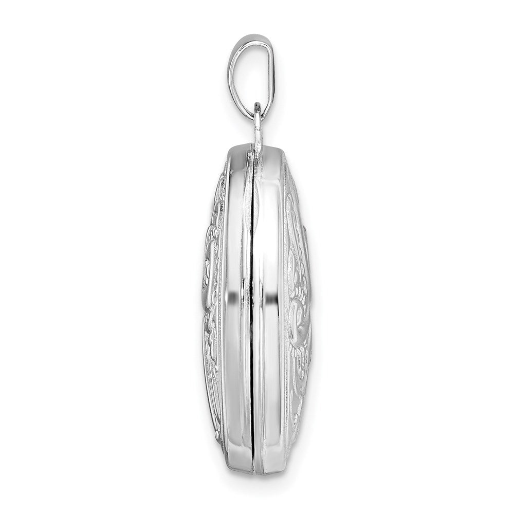 Sterlingsilber Rhodiniert Wendbar Ranke Oval Medaillon