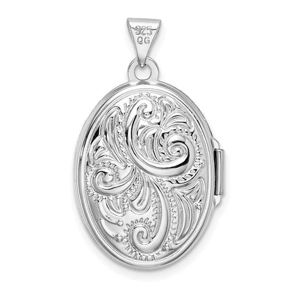 Sterlingsilber Rhodiniert Wendbar Ranke Oval Medaillon